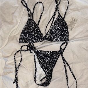 White Fox Boutique Black and White Polka Dot Bikini